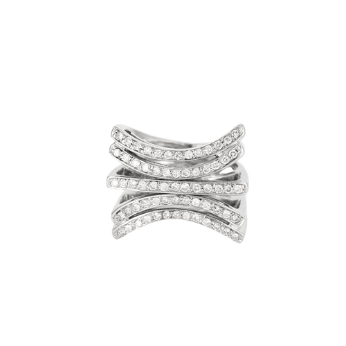 54 Bague chevalière 5 rangs diamants 58 Facettes M8872