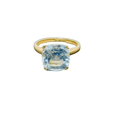 Bague 50 Bague en or avec topaze bleu clair 58 Facettes