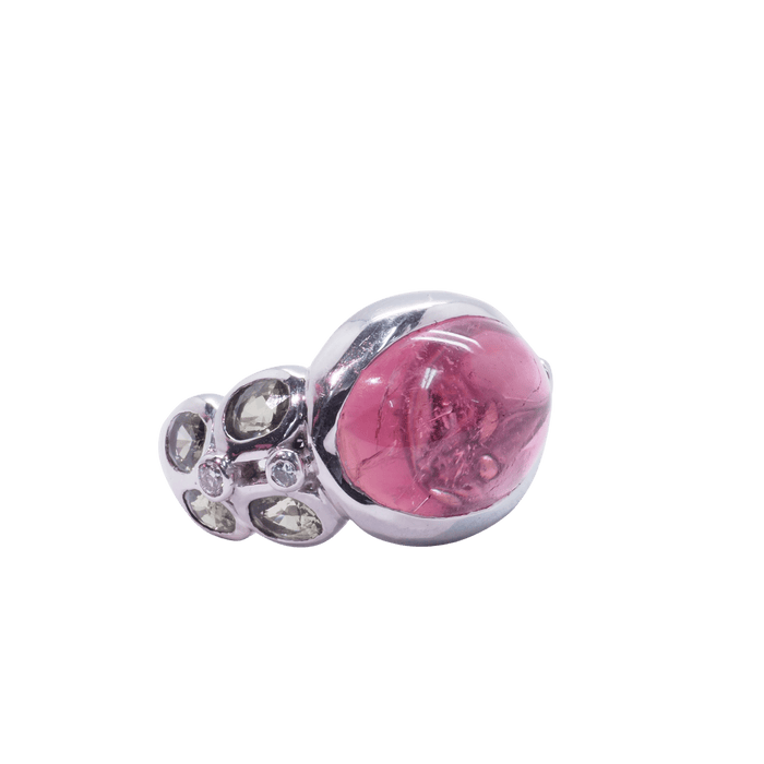 Bague 53 Bague or blanc et tourmaline 58 Facettes 4310