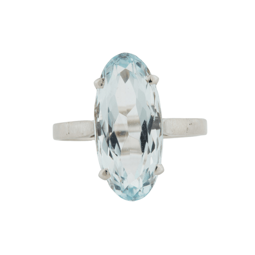 Bague 56 Bague Or Blanc - Aigue Marine 58 Facettes RÉF 3009/20