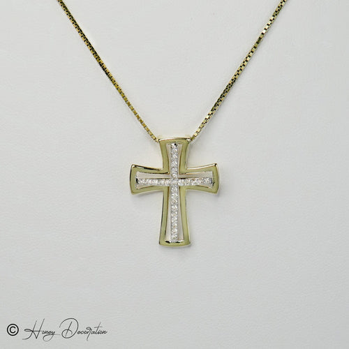 Vedhæng Korsvedhæng - Vedhæng i 14 karat guld og diamanter 58 Facettes 2459