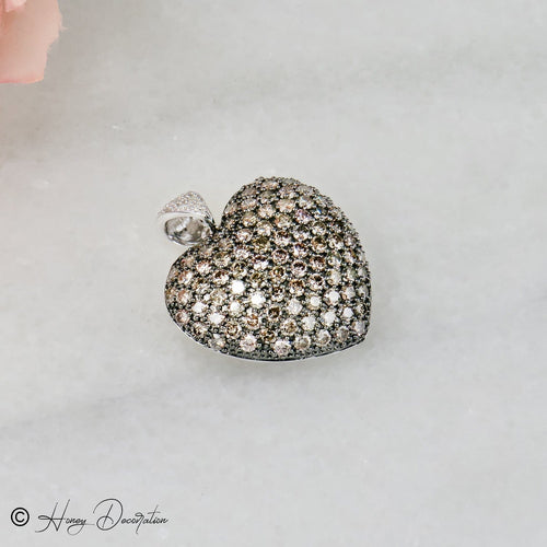 Висулка Висулка сърце от бяло злато 585 с диаманти 58 Facettes 2560