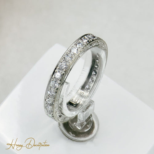 Anel 53 Anel Aliança memória - Anel em ouro branco 14K e diamantes 58 Facettes 2497