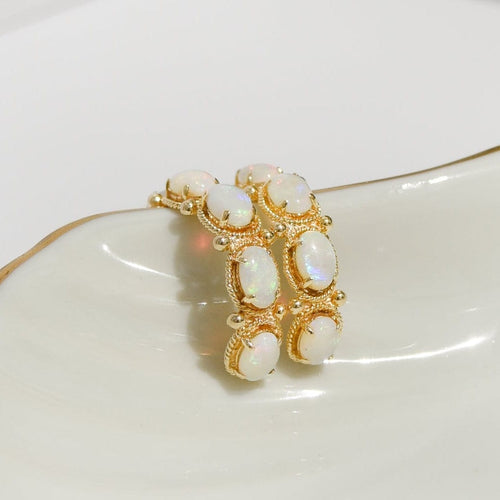 Earrings Vintage 14-carat yellow gold and opal earrings 58 Facettes 2870