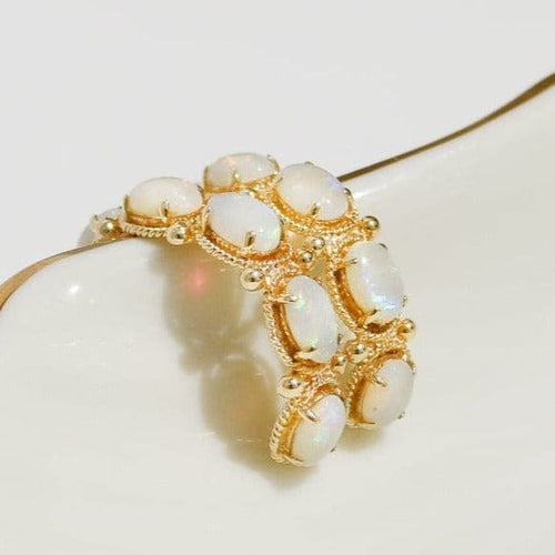 Earrings Vintage 14-carat yellow gold and opal earrings 58 Facettes 2870
