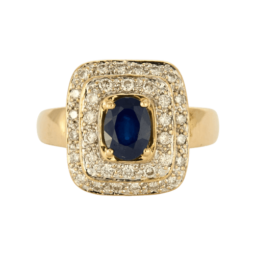 Bague 55 Bague or jaune, saphir et diamants 58 Facettes