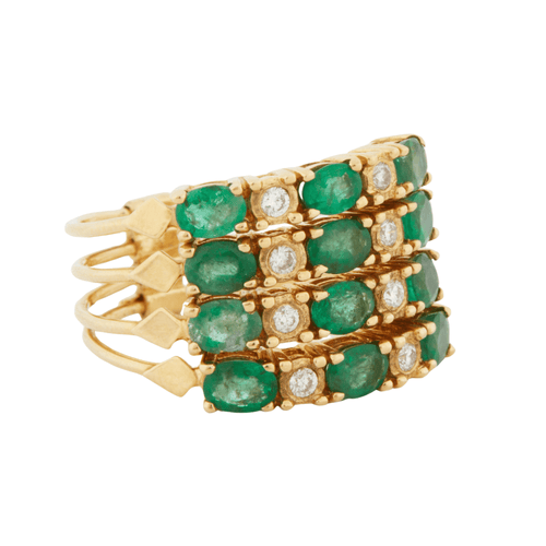 Bague 54 Bague Or Jaune - Émeraudes et Diamants 58 Facettes RÉF 9014/15