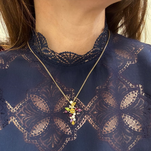 Pendentif Christian Lacroix - Pendentif croix multigemmes en or jaune 18K 58 Facettes REF2532-299