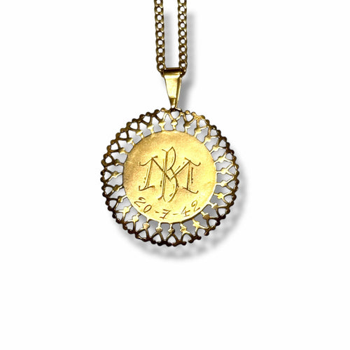 Pendentif Médaille Vierge Marie en rosace en or jaune 18K 58 Facettes REF24079-242