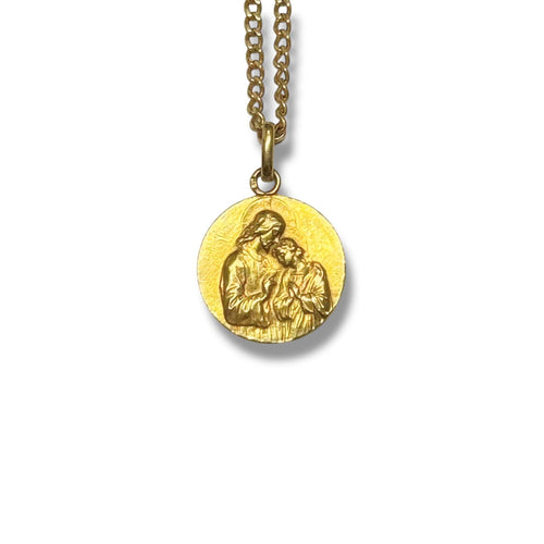 Pendentif Médaille ronde ancienne du Christ communiant 58 Facettes REF24067-230
