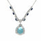 Collier Collier pendentif vintage en or blanc 18 carats avec aigue-marine, diamants et saphirs 58 Facettes
