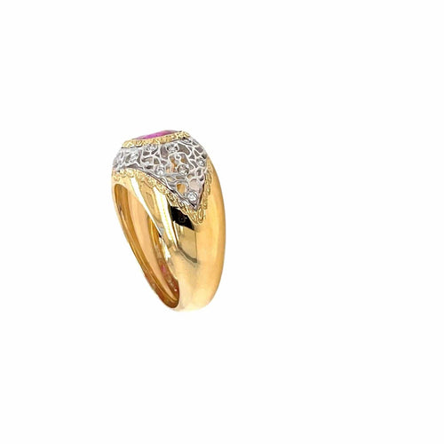 Bague 55 Bague vintage en or 18k avec rubis de Birmanie et diamants 58 Facettes
