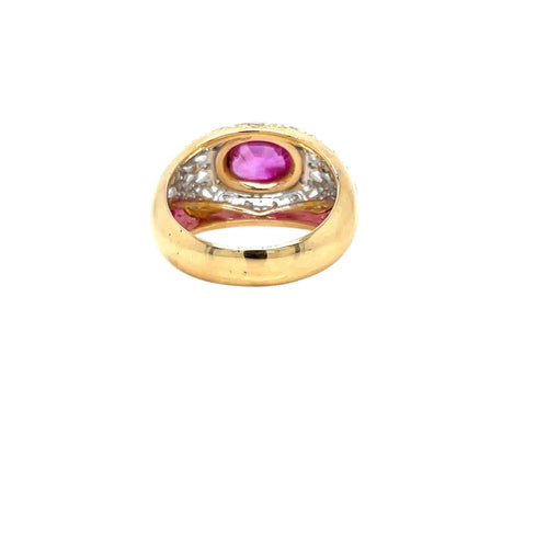 Bague 55 Bague vintage en or 18k avec rubis de Birmanie et diamants 58 Facettes