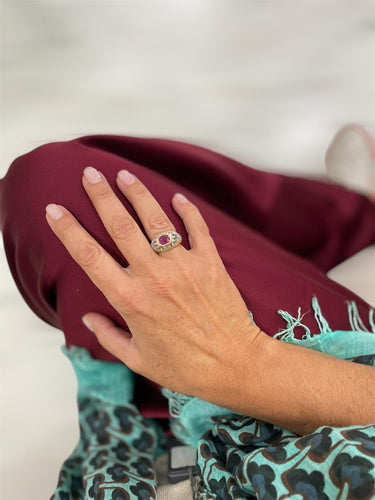 Bague 55 Bague vintage en or 18k avec rubis de Birmanie et diamants 58 Facettes