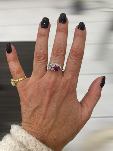 Bague 54 Époque victorienne - Bague Toi et Moi en or 18k rubis et diamants 58 Facettes