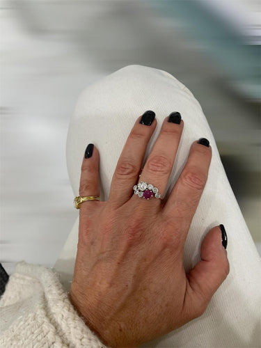 Bague 54 Époque victorienne - Bague Toi et Moi en or 18k rubis et diamants 58 Facettes