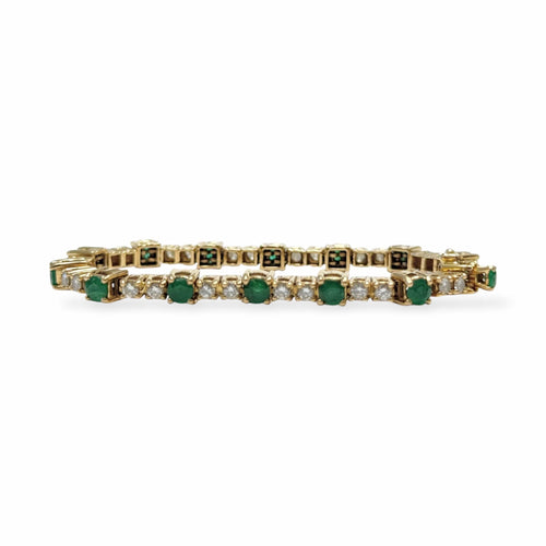 Bracelet Bracelet en or jaune 18K émeraudes et diamants 58 Facettes REF2547-319