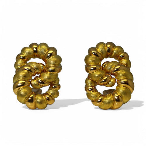 Boucles d'oreilles Boucles d’oreilles tores enlacés torsadés en or jaune 750 58 Facettes