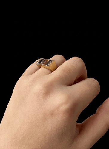 Bague Premier - Bague en or jaune 18 carats à pierres multicolores et diamants 58 Facettes