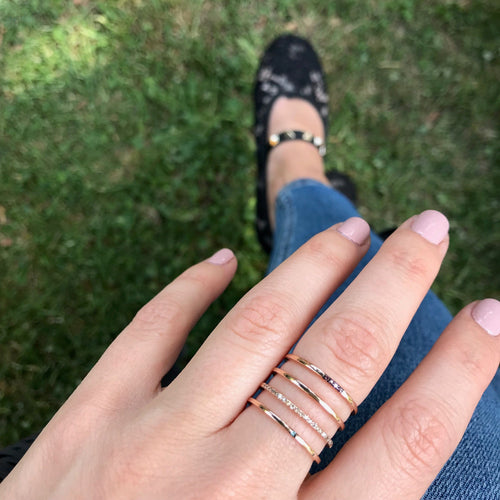 Bague 55 Bague minimaliste en or rose 14k et diamants 58 Facettes AR1694