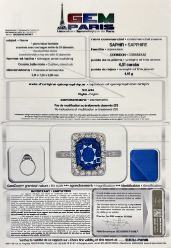 Bague 55 Bague ancienne - Bague saphir de Ceylan en or et platine et diamants 58 Facettes