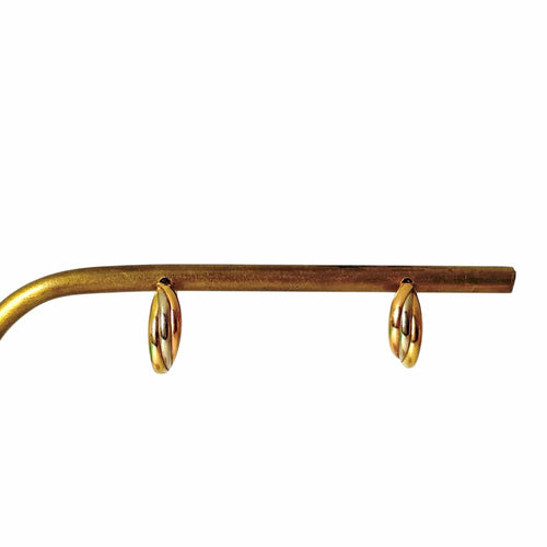 Boucles d'oreilles Demi-créoles trinity en or jaune, rose et gris 18K 58 Facettes REF24090B-253