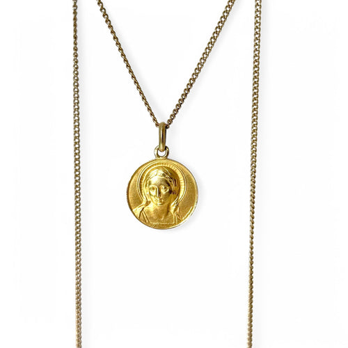 Pendentif Médaille ronde Vierge Marie en or jaune 18K 58 Facettes REF24070-233