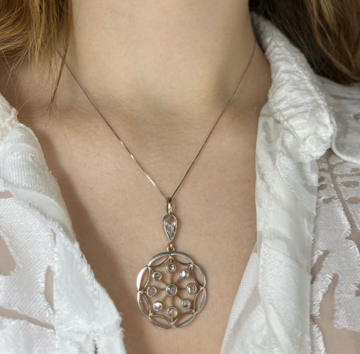 Pendentif Pendentif XIXe siècle - Pendentif circulaire avec diamants taille rose 58 Facettes