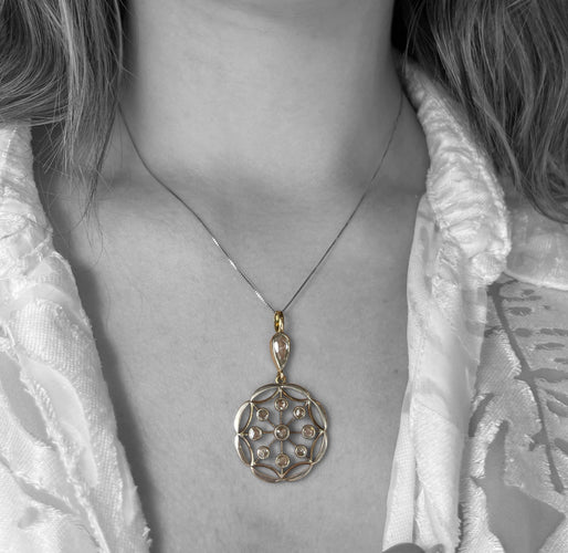 Pendentif Pendentif XIXe siècle - Pendentif circulaire avec diamants taille rose 58 Facettes