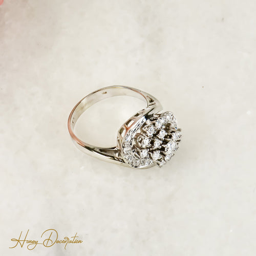 Ring 51.5 Vintage ring i 14 karat hvidguld med diamanter 58 Facettes 2825