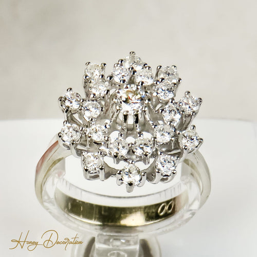 Anello 55 Anello in oro bianco 14 carati con diamanti taglio brillante 58 Facettes 2824