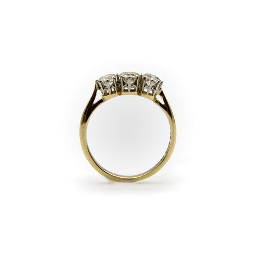 Bague Art déco - Bague trois pierres en or jaune 18k, platine et diamants 58 Facettes A2003U