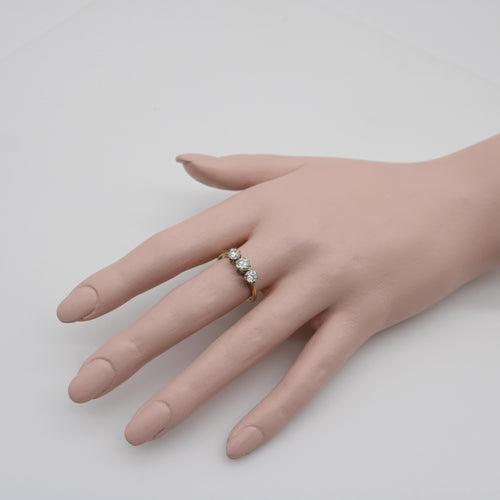 Bague Art déco - Bague trois pierres en or jaune 18k, platine et diamants 58 Facettes A2003U