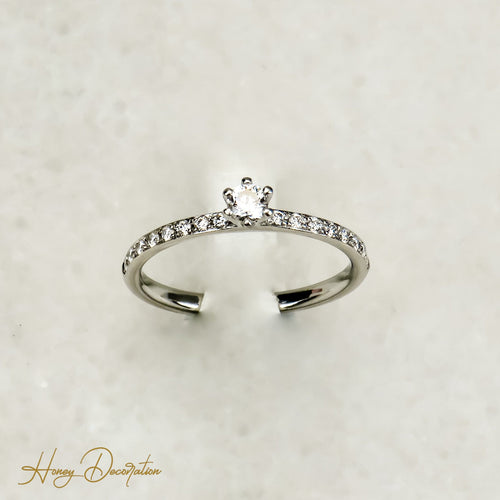 Ring 52.5 Halo ring in platinum 950 with 0.30 ct brilliant diamonds 58 Facettes 2821