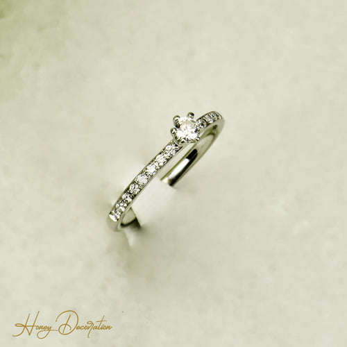 Ring 52,5 Halo-ring i Platin 950 med brillantslebne diamanter 58 Facettes 2821