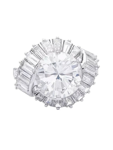 Bague 56 Bague « Tourbillon » - Diamant central 3,59 cts F-VS2 58 Facettes