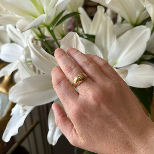 Bague 56.5 Bague jonc en or jaune 18K sertie d’un diamant taille brillant 58 Facettes REF24036-200