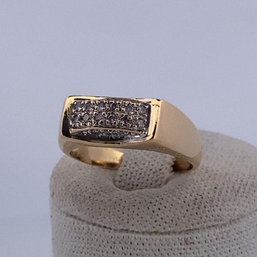 Ring 54 Rechteckiger Ring mit Diamantpavé aus 18K Gelbgold 0,18 ct 58 Facettes 250135