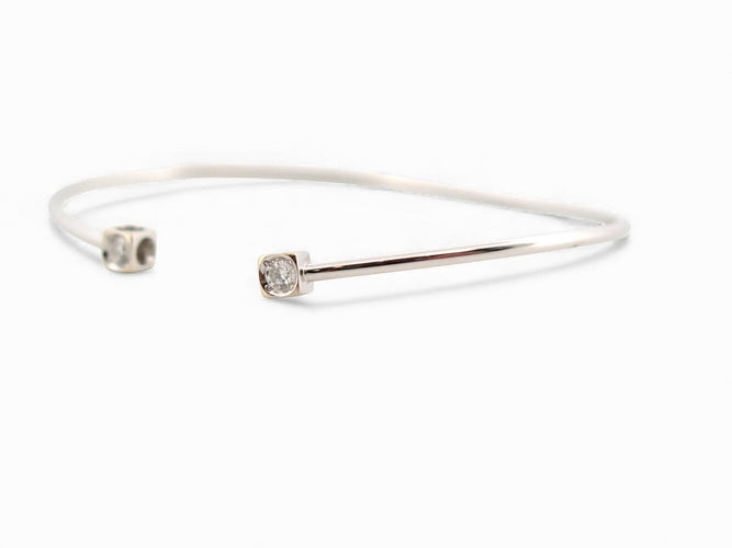 Bracelet Dinh Van Le Cube Diamant - Bracelet en or blanc 18k et diamants 58 Facettes 271714