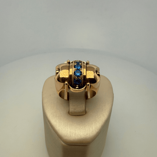 Inel 55 Inel montat în aur galben de 18 carate cu pietre albastre 58 Facettes 250038