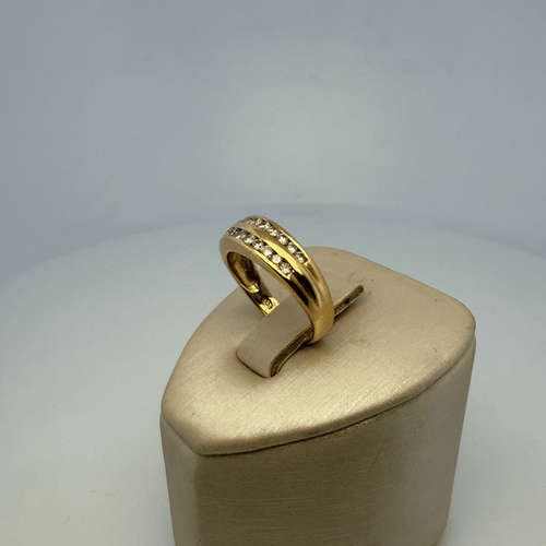 Yüzük 52 Çift sıralı yüzük 18 ayar sarı altın ve 22 adet 0,44 ct pırlanta 58 Facettes 250155