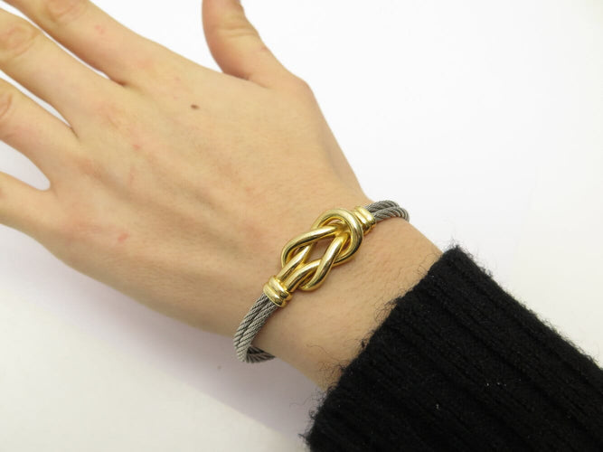 Bracelet FRED Force 10 Infinie - Bracelet grand modèle en or jaune 18k et acier 58 Facettes 271707