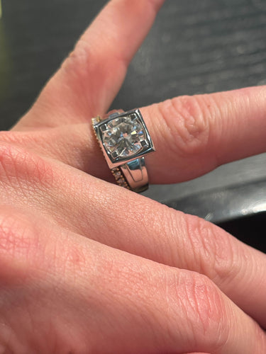 Bague 54 Bague solitaire platine - Diamant 2.55 cts G/VVS 58 Facettes