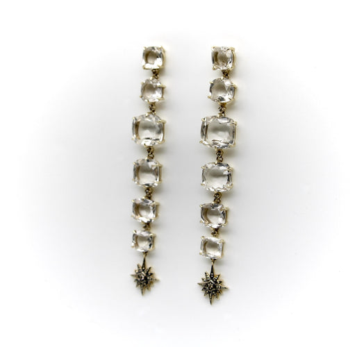 Boucles d'oreilles H. Stern Moonlight - Boucles d’oreilles pendantes en or 18k, cristal de roche et diamants 58 Facettes A2005X
