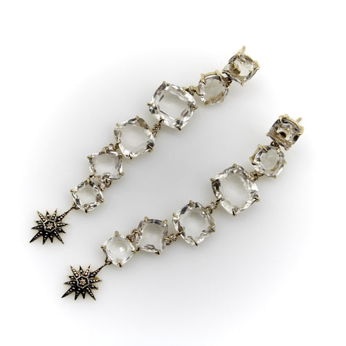 Boucles d'oreilles H. Stern Moonlight - Boucles d’oreilles pendantes en or 18k, cristal de roche et diamants 58 Facettes A2005X