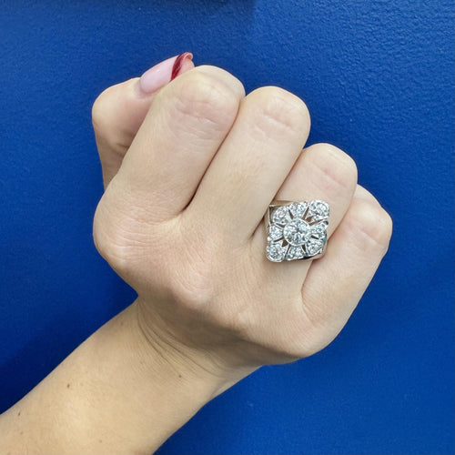 Bague Bague en or blanc 14 carats avec diamants taille ancienne, vers 1910 58 Facettes A1002Z