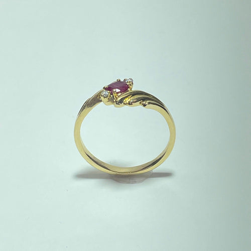 Prsten 59,5 Prsten s rubíny a diamanty ze žlutého 18karátového zlata 58 Facettes 250069