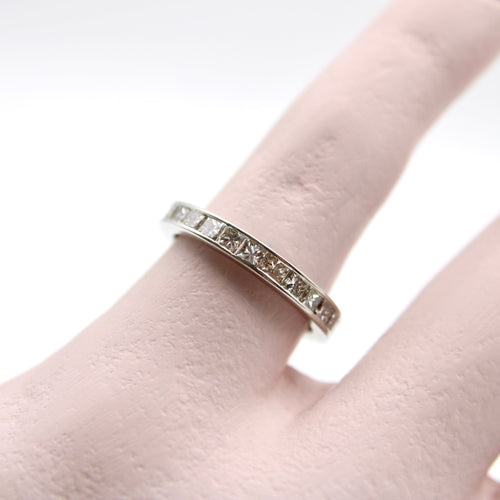 Bague Bague alliance éternité en or 18k et diamants taille princesse 58 Facettes