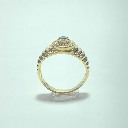 Ring 47 Oval sapphire and diamond band ring in 18K yellow gold 58 Facettes 250335