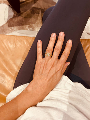 Bague 56 Bague tubogas serpent en or jaune 14k et diamants taille ancienne 58 Facettes 1